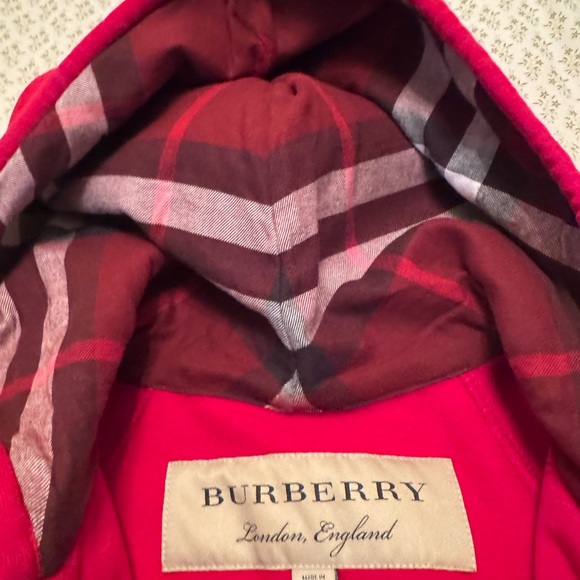 Burberry Red Hoodie with Plaid Lining - Picture 6 of 8